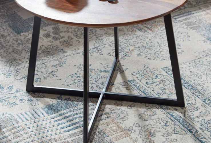 CASAVANTI Couchtisch rund 60 x 45 cm Sheesham massiv/Schwarz