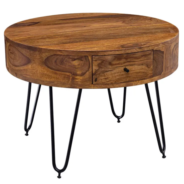 Couchtisch rund 60 x 44 cm Sheesham massiv