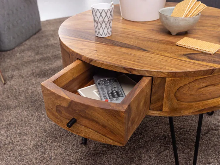 Couchtisch rund 60 x 44 cm Sheesham massiv