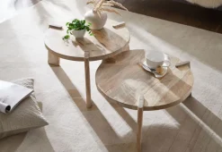 Couchtisch rund 2er Set Mango massiv