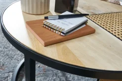 Couchtisch rund 2er Set Schwarz/ Mango massiv