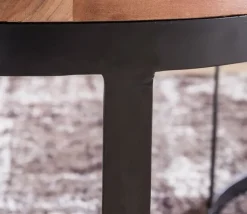 Couchtisch rund 2er Set Schwarz/ Akazie massiv