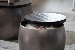 Couchtisch rund 2er Set Silberfarbig/ Schwarz