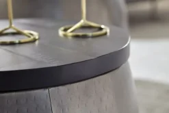 Couchtisch rund 2er Set Silberfarbig/ Schwarz