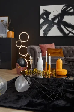 QUARTIER Couchtisch rund KATHI 80 cm in Metall Grau/Schwarz