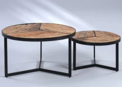 QUARTIER Couchtisch rund SINGAPUR 2er Set braunschwarz