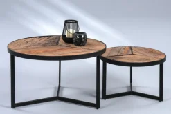 QUARTIER Couchtisch rund SINGAPUR 2er Set braunschwarz