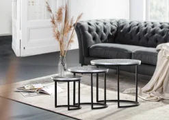 QUARTIER Couchtisch Set TEATIME 3-tlg. schwarz/silber