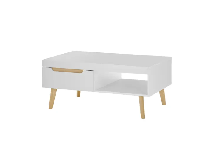 Couchtisch SVANTE 107x67 cm Weiß matt / Scandi Oak Dekor