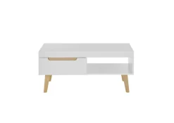 Couchtisch SVANTE 107x67 cm Weiß matt / Scandi Oak Dekor