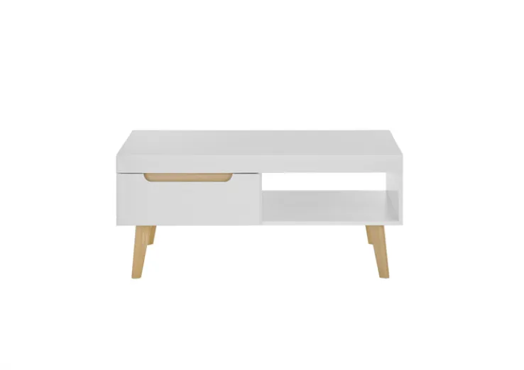 Couchtisch SVANTE 107x67 cm Weiß matt / Scandi Oak Dekor