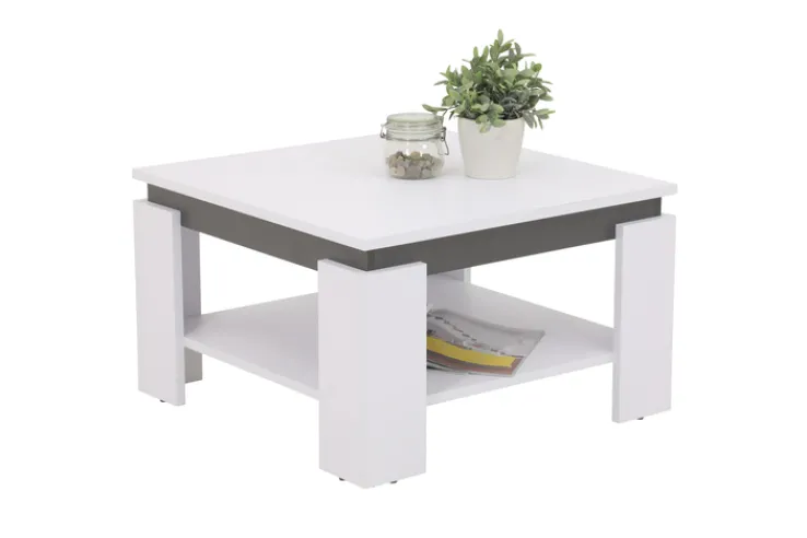 Couchtisch TIM III 68 x 68 cm quadratisch Dekor weiß/anthrazit