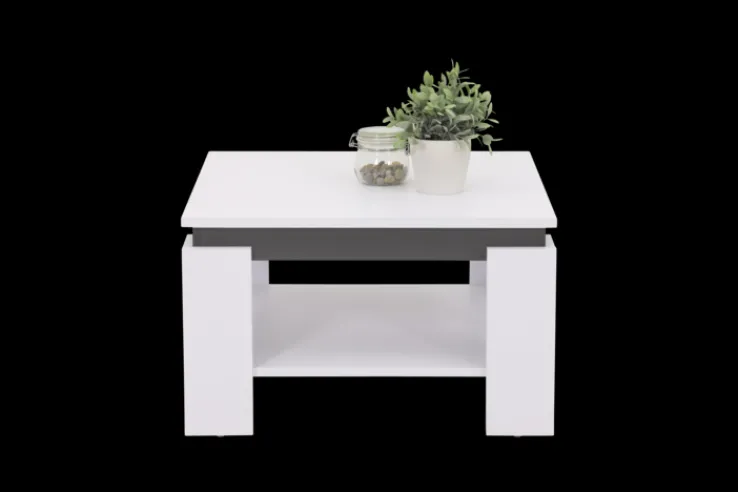 Couchtisch TIM III 68 x 68 cm quadratisch Dekor weiß/anthrazit