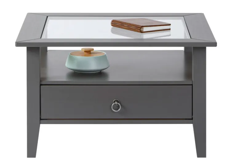 Couchtisch VALENTIN 75x45x75 cm Massivholz Kiefer grau