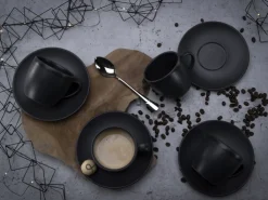 CreaTable Cappuccinotasse SOFT TOUCH 6er Set 200 ml Steinzug schwarz