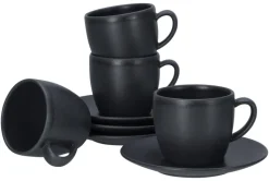 CreaTable Cappuccino-Untertasse SOFT TOUCH 6er Set 15 cm Steinzug schwarz