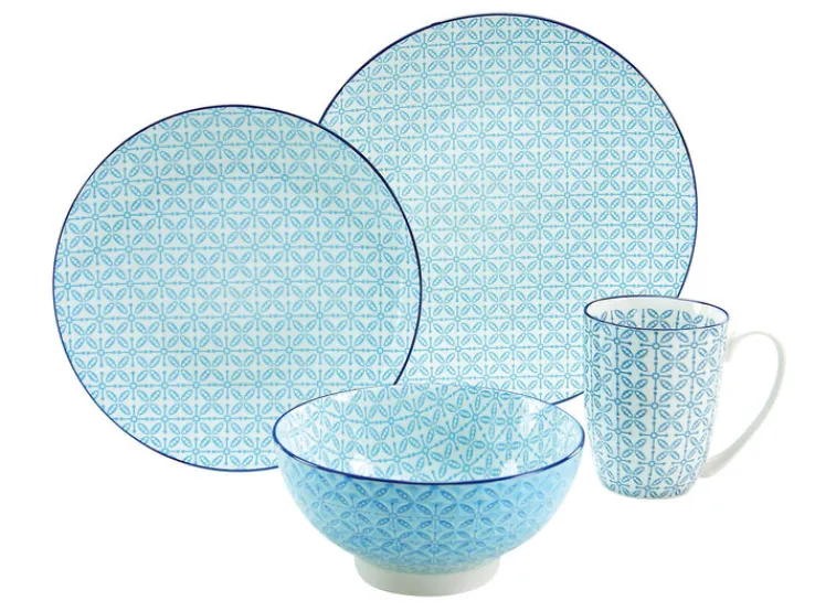 CreaTable Dessertteller MEDITERRAN 4er Set 21 cm blau
