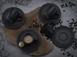 CreaTable Espressotasse SOFT TOUCH 6er Set 70 ml Steinzug schwarz