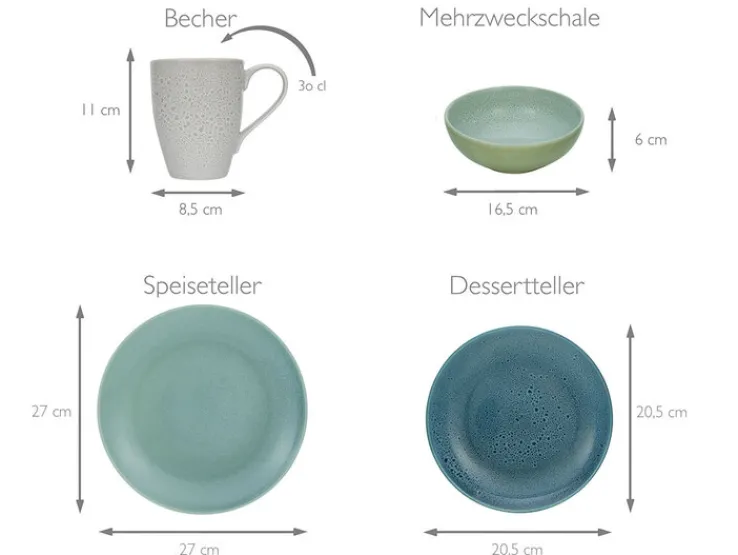 CreaTable Kombiservice NATURE COLLECTION REACTIVA AQUA 16-teilig
