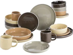 CreaTable Kombiservice NORDIC MOCHA MOUSSE Glaskeramik 16-teilig Mehrfarbig