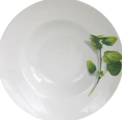 CreaTable Pastateller KRÄUTER BASILIKUM 27 cm Porzellan weiß