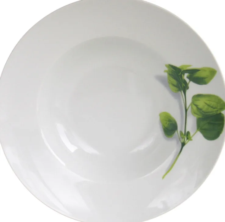 CreaTable Pastateller KRÄUTER BASILIKUM 27 cm Porzellan weiß