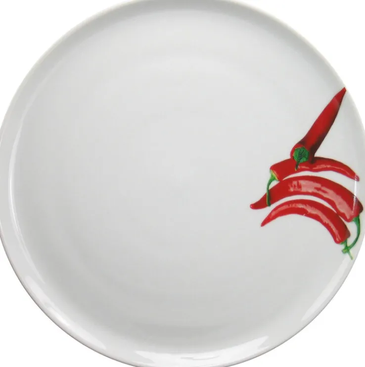 CreaTable Pizzateller KRÄUTER CHILLI 33 cm Porzellan weiß