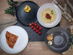 CreaTable Pizzateller XL MANHATTAN 6er Set 33 cm schwarz