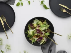 CreaTable Salatschüssel UNO SCHWARZ Steinzeug glasiert rund 28 cm Schwarz