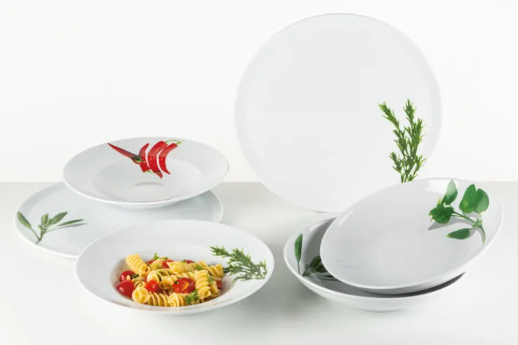 CreaTable Schale KRÄUTER CHILLI 25 cm Porzellan weiß