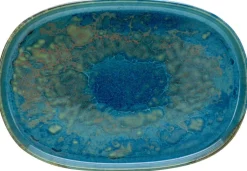 CreaTable Servierplatte YUKI 33 cm Hochwertiges Steinzeug blau/weiß