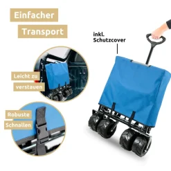 deluxe4home Bollerwagen BENNY 60 x 100 cm blau /grau