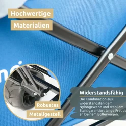 deluxe4home Bollerwagen BENNY 60 x 100 cm blau /grau