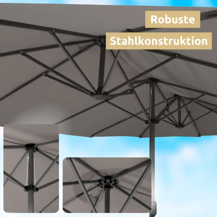 deluxe4home Doppelsonnenschirm DOUBLE 450 x 260 cm anthrazit