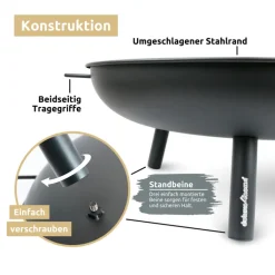 deluxe4home Feuerschale XL 58 cm schwarz