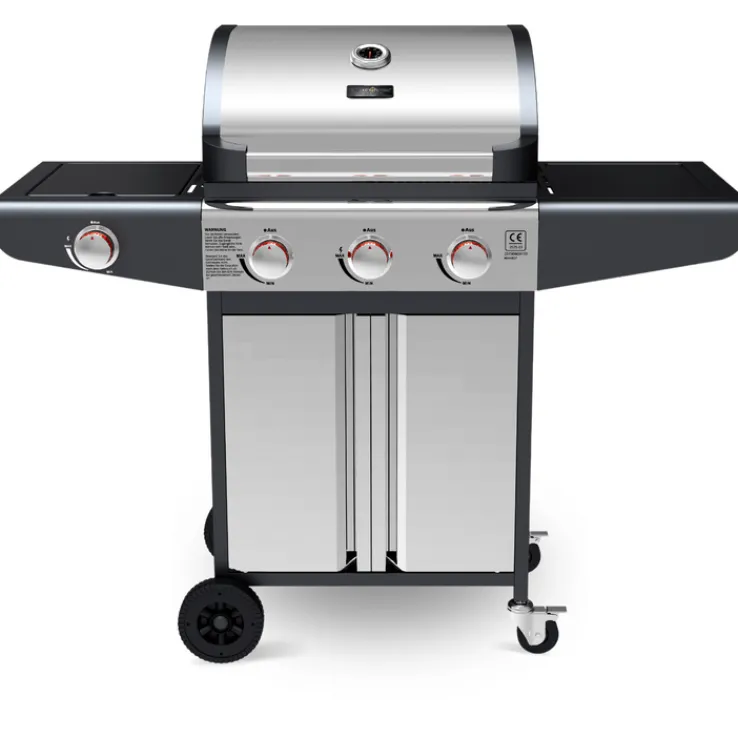 deluxe4home Gasgrill GRILLWAGEN XXL 131 x 54 cm silberfarbig /schwarz