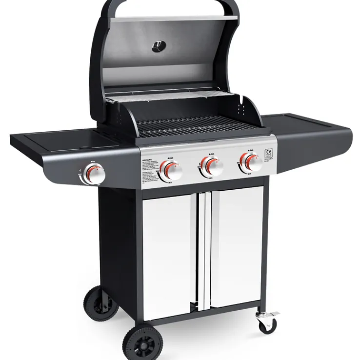 deluxe4home Gasgrill GRILLWAGEN XXL 131 x 54 cm silberfarbig /schwarz
