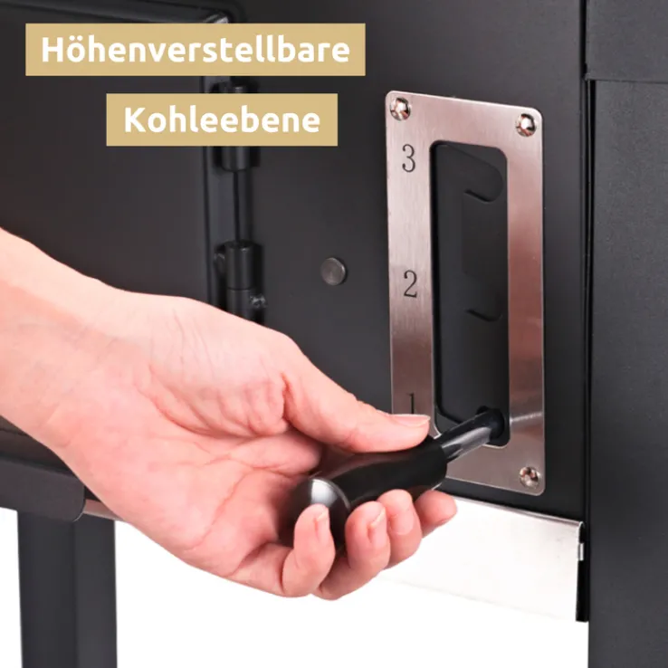 deluxe4home Holzkohlegrill GRILLWAGEN XXL 105 x 50 cm schwarz