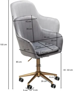 Drehstuhl hellgrau/ goldfarbig