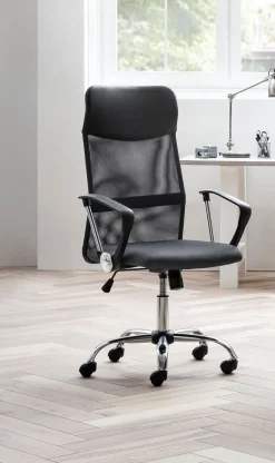 Drehstuhl mit Armlehnen Chromfarbig/ Grau