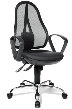 Topstar Drehstuhl mit Armlehnen Sitz Schwarz/Rücken Netz Schwarz