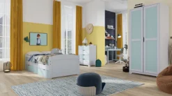 Drehtürenschrank KILIAN 92 x 205 cm weiß/ pastellgrün