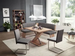 Eckbank ELIMO NB Oak /Lederlook Duncan grau