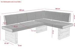 QUARTIER Eckbank LINN Webstoff anthrazit/ Eiche Artisan NB