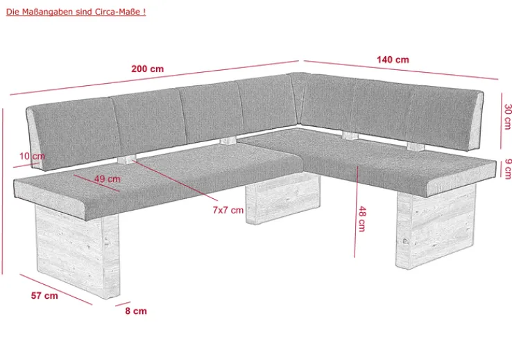 QUARTIER Eckbank LINN Webstoff anthrazit/ Eiche Artisan NB