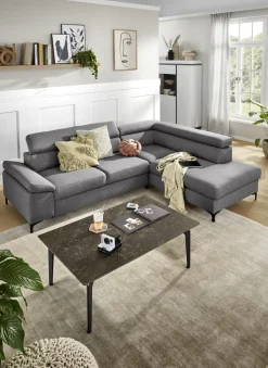 QUARTIER Ecksofa LONIGO 247 x 196 cm grau