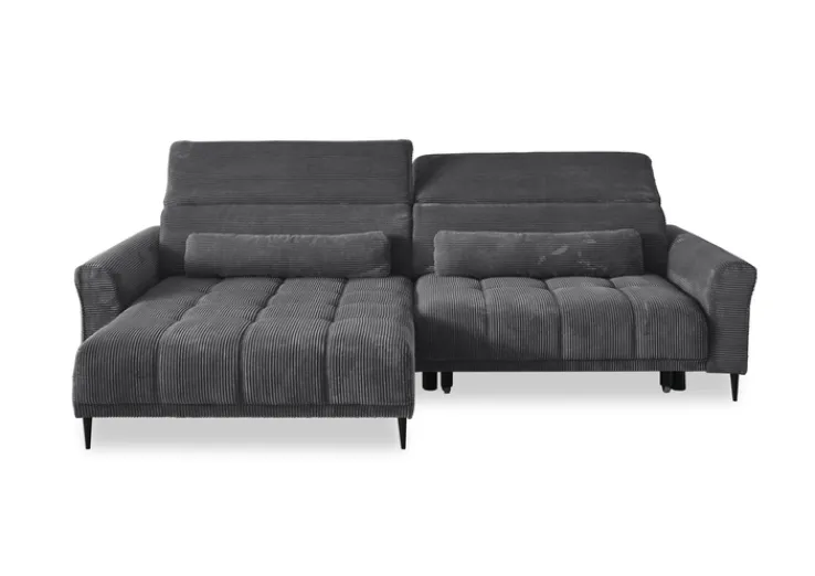 QUARTIER Ecksofa RAY 179 x 277 Cord dunkelgrau