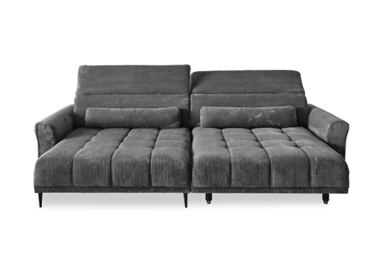 QUARTIER Ecksofa RAY 179 x 277 Cord dunkelgrau