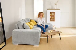 QUARTIER Ecksofa ROMAN 285 x 176 cm hellgrau