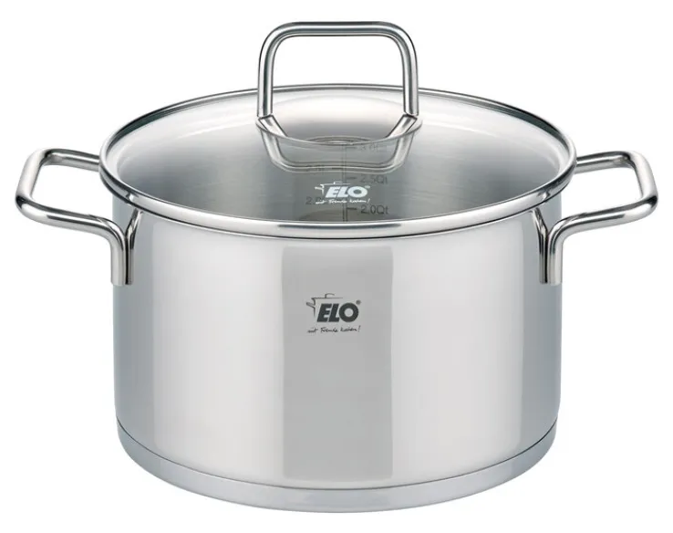 ELO mit Freude kochen! ELO Kochtopf mit Glasdeckel CITRIN 20 cm Edelstahl silber